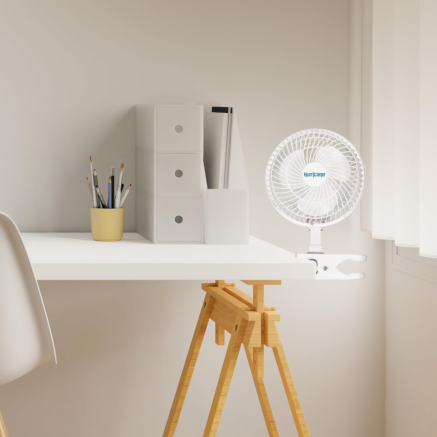 Hurricane 2-Pack Classic Clip-On Table Fan with 2 Quiet Speeds, White, 6inch - Portable Corded Electric Air Cooling Unit with 306 CFM and Adjustable Tilt for Desk, Shelf, Home, Office or Dorm Use