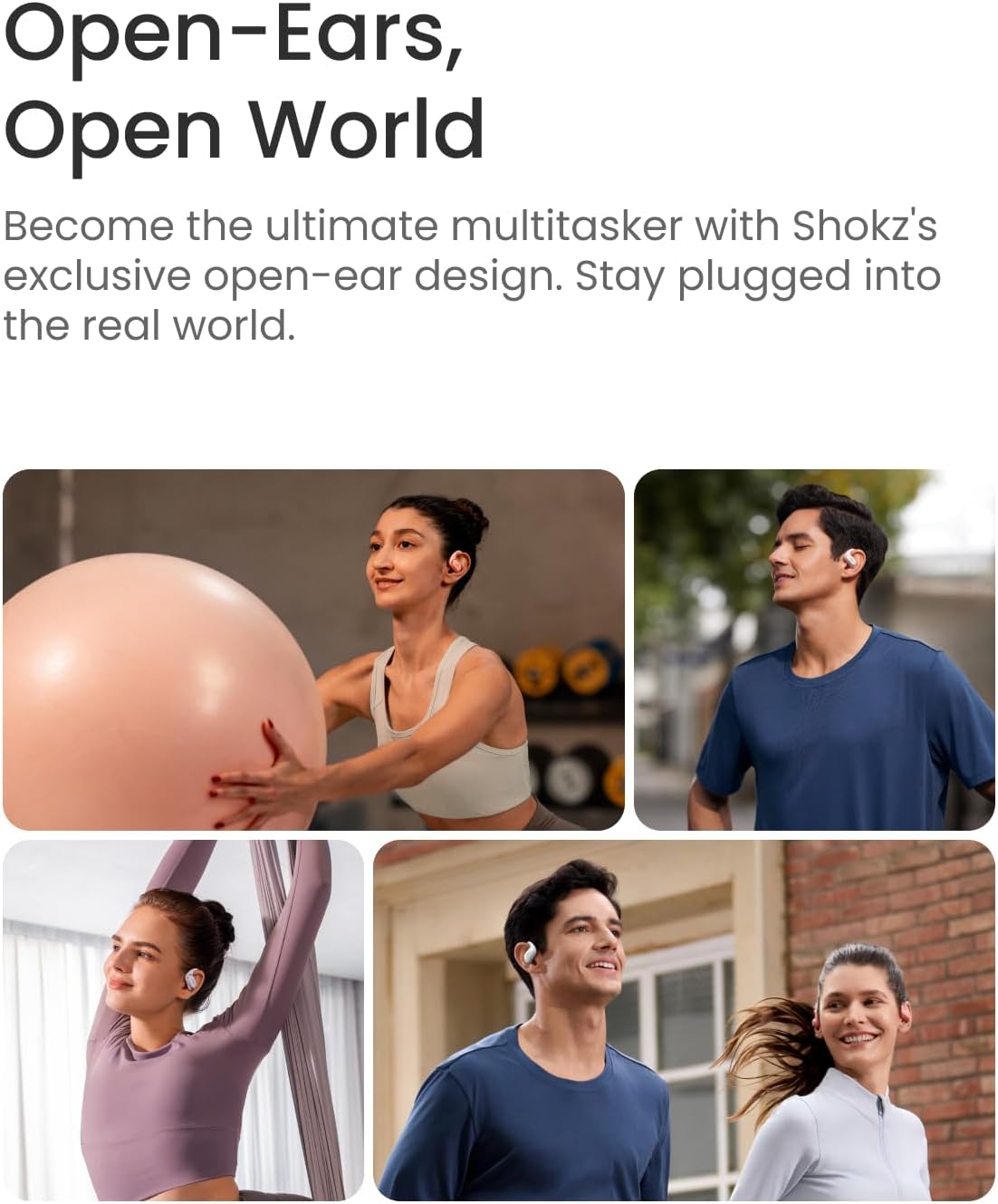 SHOKZ OpenFit Air - Open-Ear Headphones, True Wireless Earbuds, Water Resistant, Secure Earhooks for Daily Use, White