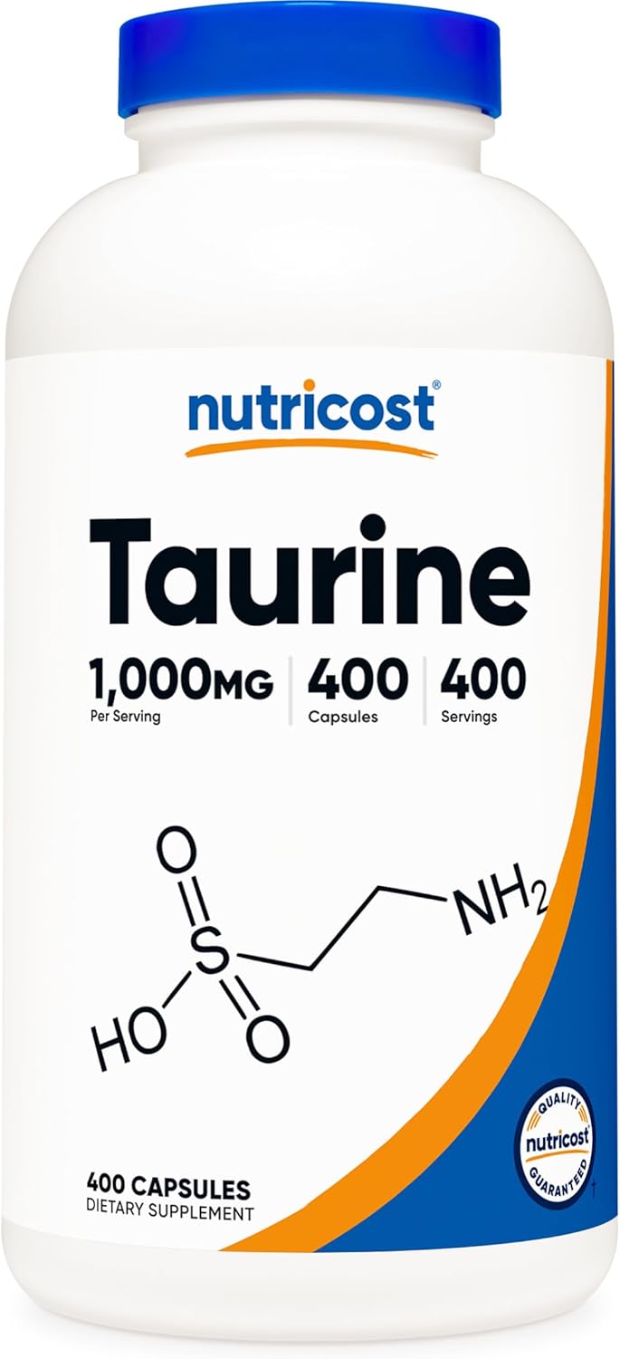 Nutricost Taurine 1000mg; 400 Capsules (3 Bottles)