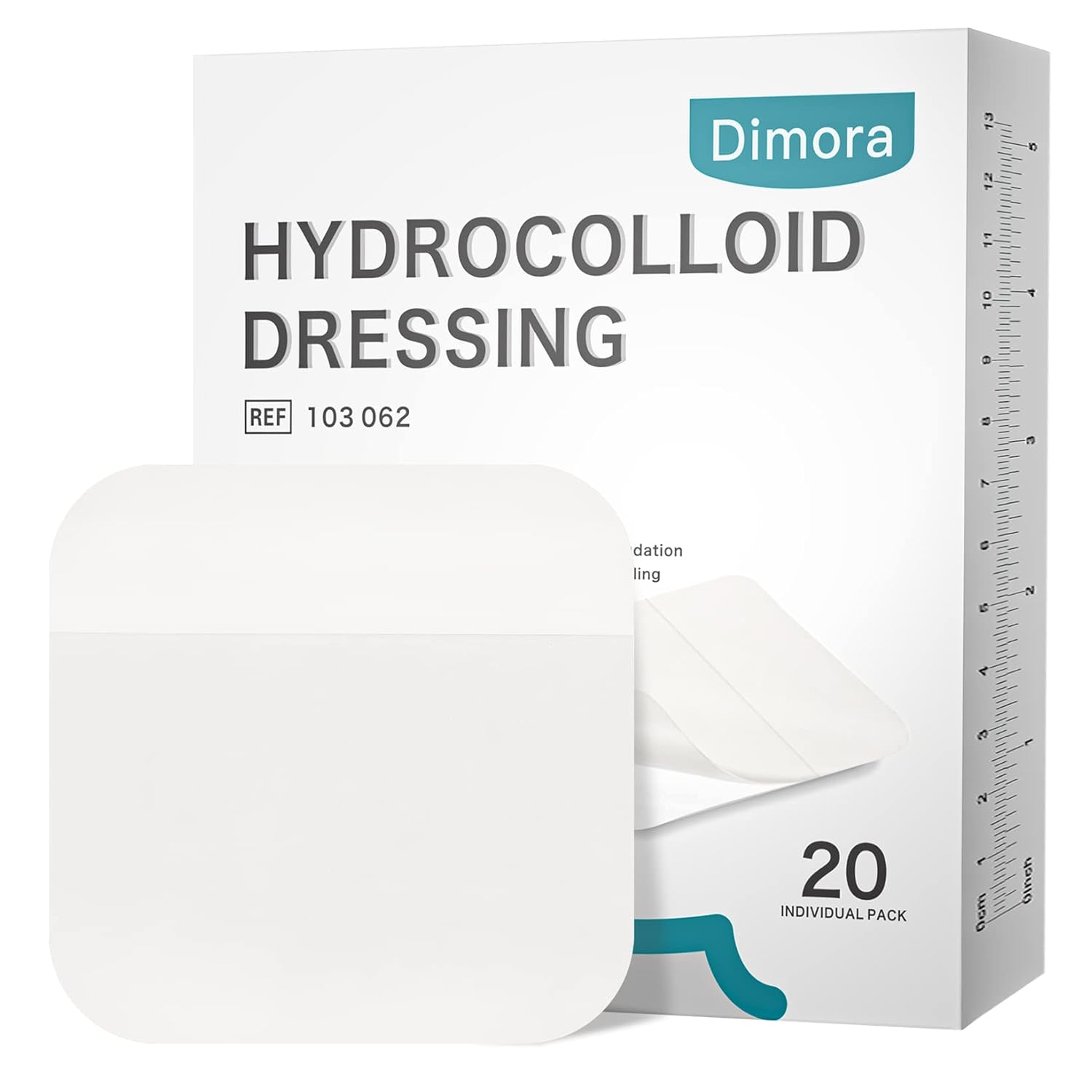 Dimora 20 Pack Hydrocolloid Wound Dressing, Ultra Thin 4inch x 4inch Large Patch Bandages with Self-Adhesive