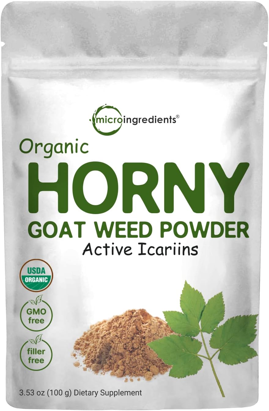 Maximu Strengt Organi Pur Horn Goa Wee wit Activ Icariin fo Me an Women 10 Grams Organi Epimediu Powde fo Energ an Immun Syste Booster Fille Fre an Vega Friendly