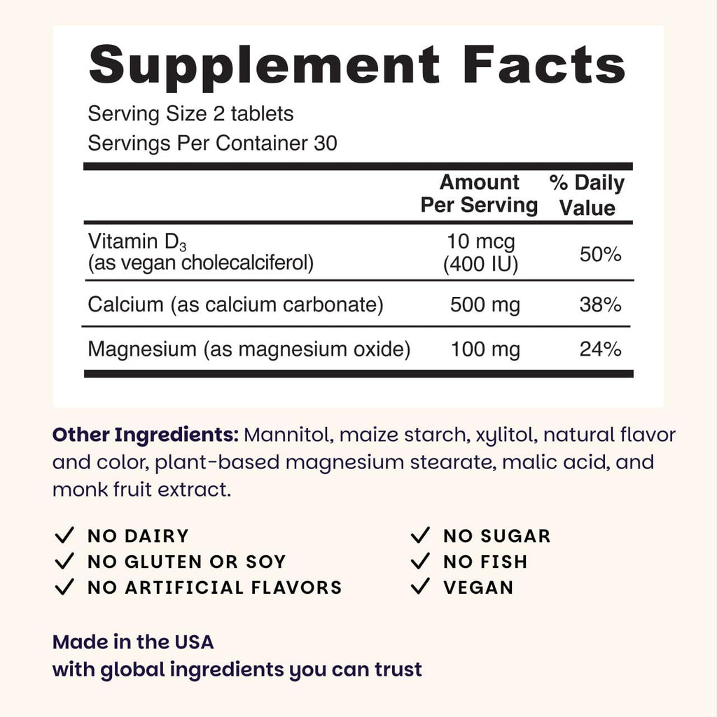 EZ Melts Calcium & Magnesium - Daily Supplement for Heart, Bone, Immune & Brain Health - with Vitamin D3 - Non-GMO & Vegan - Strawberry Smoothie - 60 Dissolvable Tablets (30 Servings)