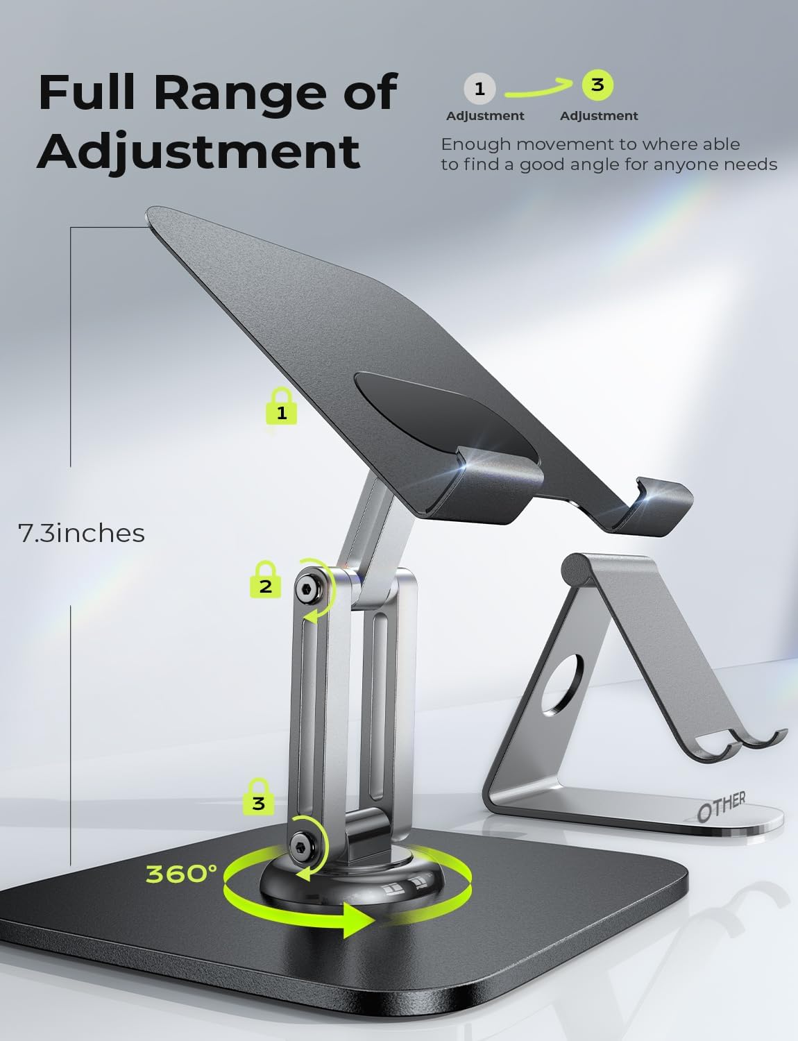 LISEN for iPad Stand Holder Adjustable Tablet Stand for Desk, 2025 for iPad Accessories Rotating Display Stand PC Office Accessories for Desk Women Kindle Table Mount/PS/Switch iPhone 12.9inch-4.7inch