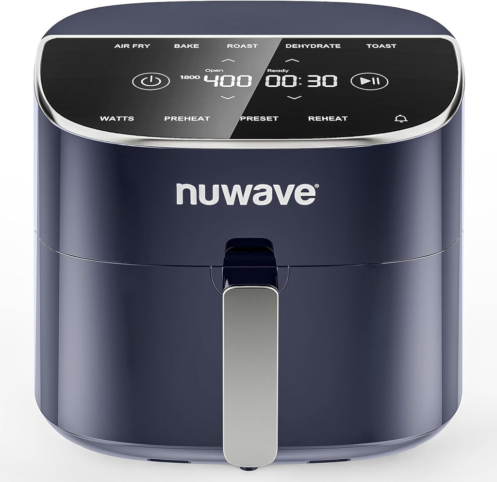 Brio Plus 8 Qt Air Fryer, PFAS Free, New Improved, Digital Touch Screen, Cool White Display, 50¡ãF~400¡ãF in Precise 5¡ã, 5 Cook Functions, 100 Presets 50 Memory, 3 Wattages 700, 1500, 1800