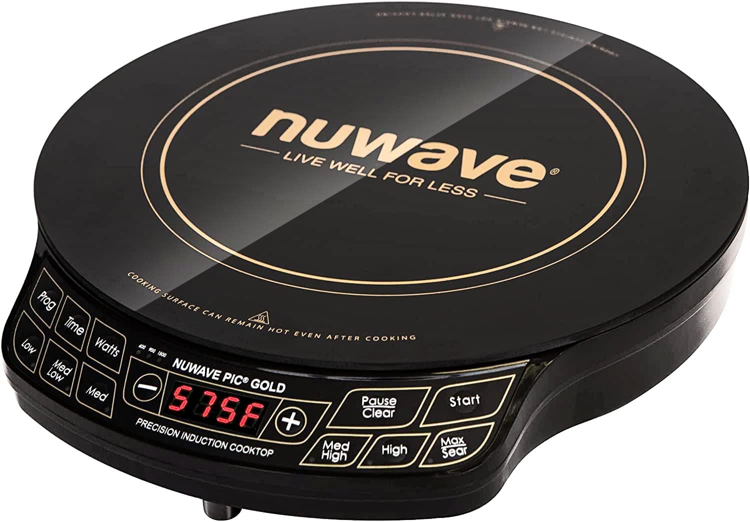 Gold Precision Induction Cooktop, Portable, Powerful with Large 8¡± Heating Coil,100¡ãF to 575¡ãF, 3 Wattage Settings, 12¡± Heat-Resistant Cooking Surface