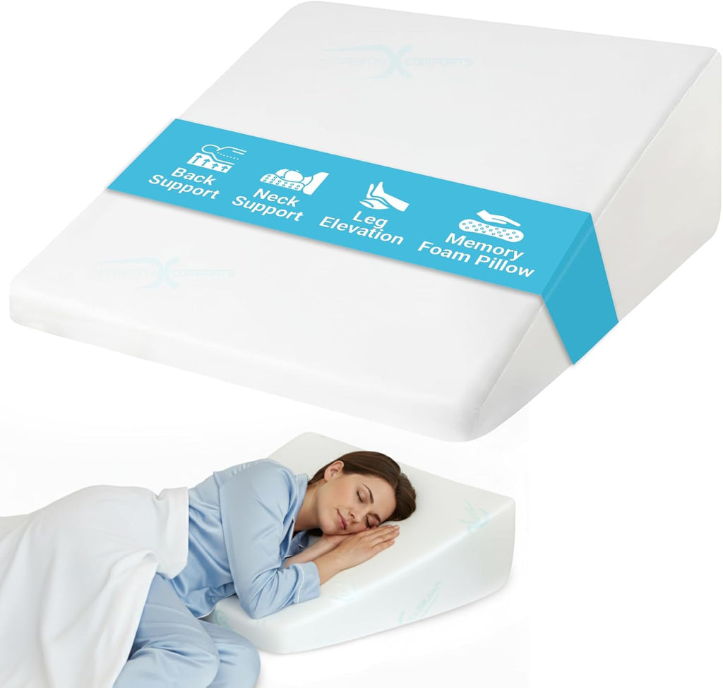 Xtreme Comforts Wedge Pillow Headboard | 7 Inch Bed Wedge Pillow Cushion for Sleeping, Reading, and Lounging | Multi-Use Support for Upright Rest as a Sleep Apnea Pillow, Back Support Leg Elevation