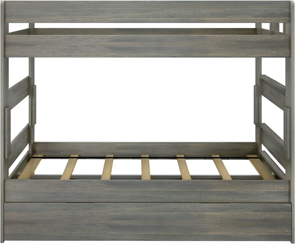 Max & Lily Modern Farmhouse Twin/Twin Bunk Bed with Trundle, Driftwood