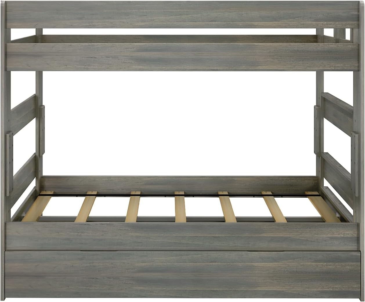 Max & Lily Modern Farmhouse Twin/Twin Bunk Bed with Trundle, Driftwood
