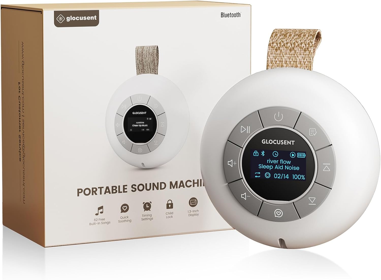 Glocusen Portabl Soun Machin fo Bab Kid Adult 6 Sound 5 Speake Whit Nois Machin fo Sleeping 30-h Lastin Rechargeabl Soun Machin wit Timer Suitabl fo Hom Travel