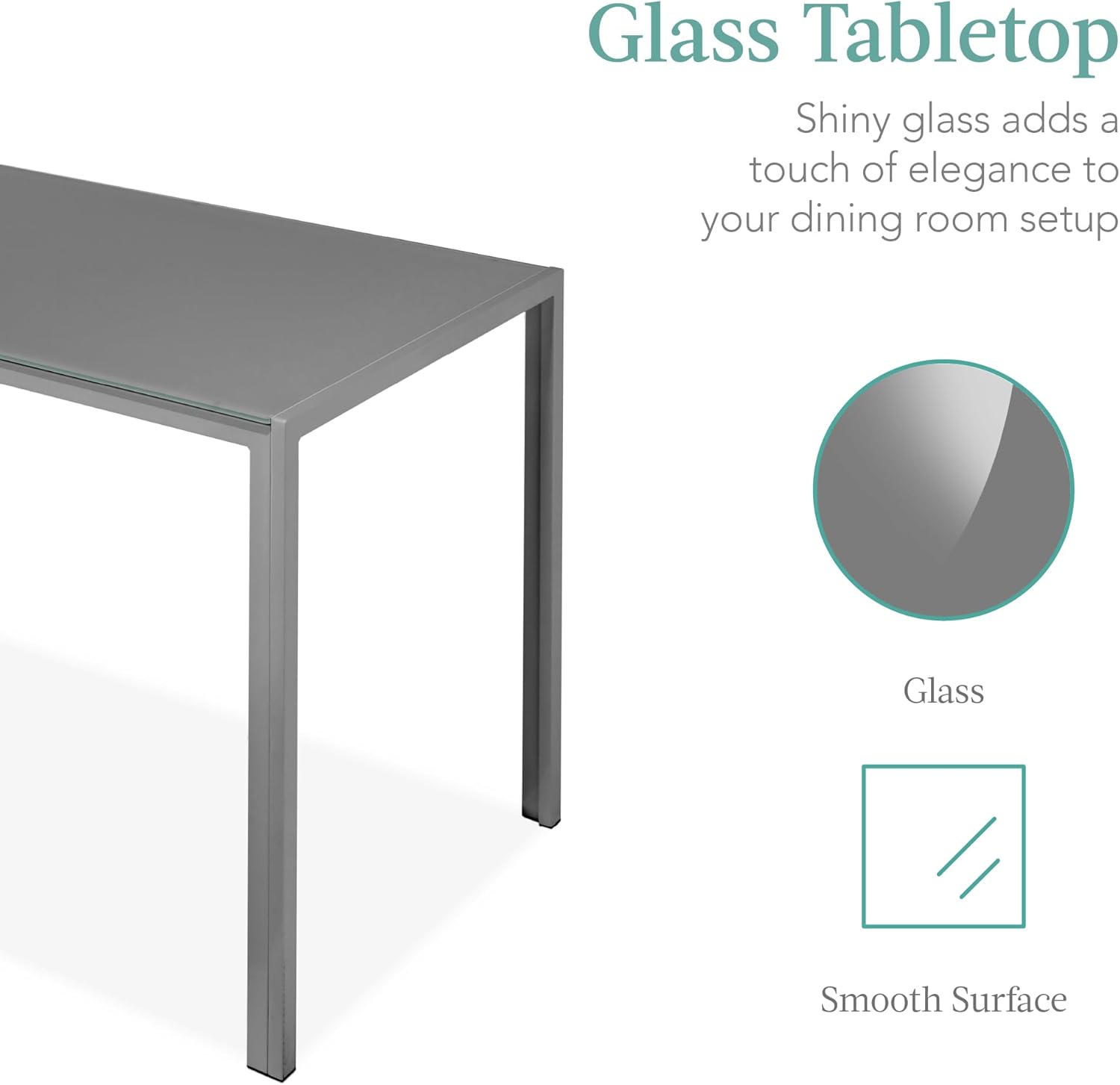 Best Choice Products 5-Piece Glass Dining Set, Modern Kitchen Table Furniture for Dining Room, Dinette, Compact Space-Saving w/Glass Tabletop, 4 Upholstered PU Chairs, Metal Steel Frame - Gray