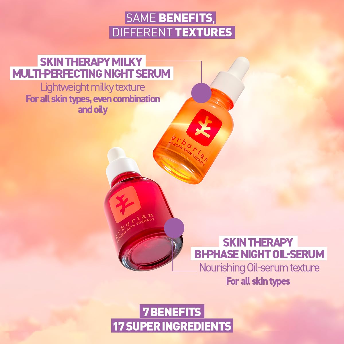 Erborian Multi?Perfecting Night Serum, Oil & Milky Formulas, Smooths, Even Texture, Hydrates, Firms For Glowy, Mirror Skin Renewal, Korean Skincare