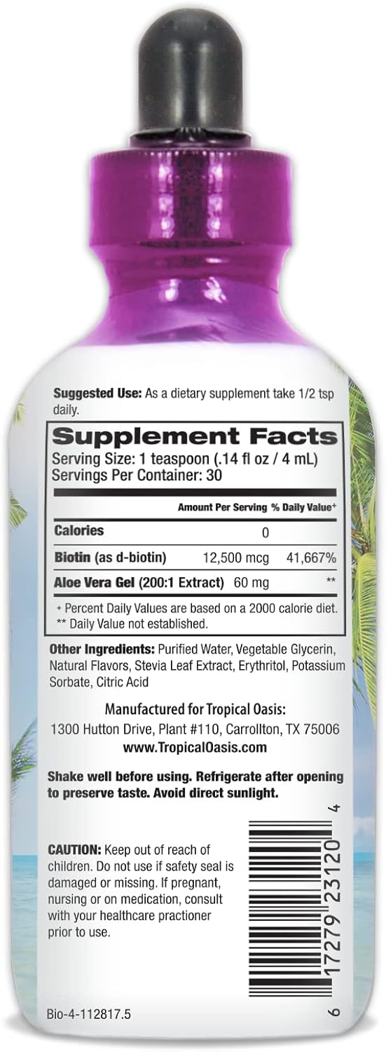 Maximum Strength Liquid Biotin Drops w/ 12,500 MCG ¨C Best Vitamins for Fast Hair Growth, Reduced Hair Loss, Healthy Skin Strong Nails -5X More Potent Than Pills¨C Max Absorption, Vegan¨C 4oz, 30 Serv