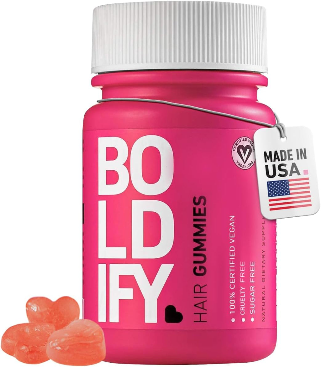 Boldif Hai Growt Gummie Sugar-Fre Bioti Gummie Fast-Actin Vega Vitamin fo Skin Nails an Hai 5000mc Biotin/Serving 30-Da Suppl Natura Strawberr Flavor