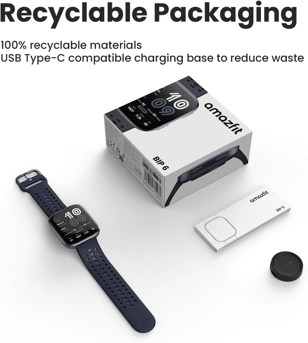 Amazfit Bip 6 Smart Watch 46mm, 14 Day Battery, 1.97inch AMOLED Display, GPS & Free Maps, AI, Bluetooth Call & Text, Health, Fitness & Sleep Tracker, 140+ Workout Modes, 5 ATM Water-Resistance, Red