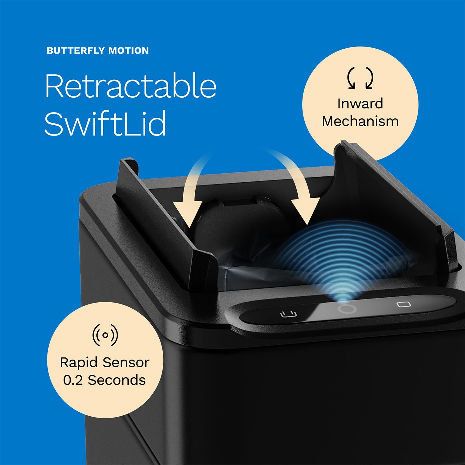 hOmeLabs 2.4 Gallon Touchless Sensor Trash Can, Automatic Retractable Butterfly Lid, Batteries Included, Space-Efficient, Easy Clean, Battery-Powered