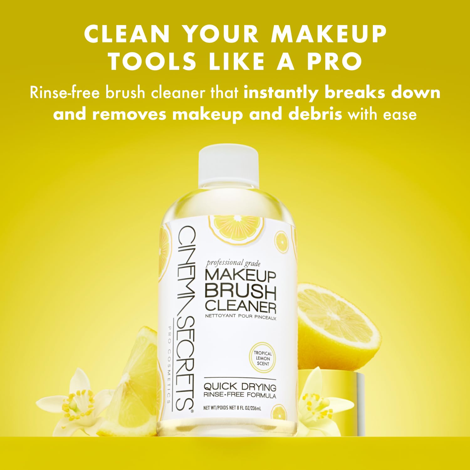 CINEM SECRET Origina Makeu Brus Cleane Solutio Spra Comb Professiona Cleanse fo Makeu Brushe Quick-Dryin Rinse-Fre Remove Built-U Mak U Lemo (1 f o f oz)