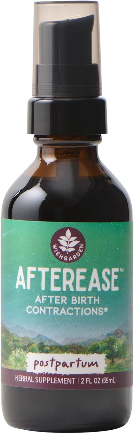 WishGarden Herbs AfterEase for After Birth Contractions - All-Natural Herbal Supplement with Cramp Bark & Black Haw Bark Soothes Afterbirth Contractions & Uterine Cramping, Postpartum Essentials, 2oz