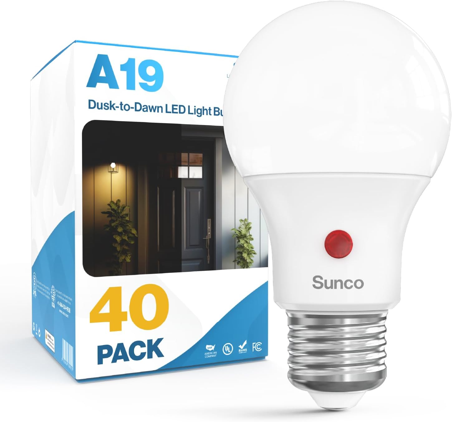 4 Pac Dus t Daw LE Outdoo Ligh Bul A19 Photocel Automati fo Exterio Lighting 80 LM 9 (60 Eqv.) 3000 War White Aut On/Of Sensor IP6 Rate UL