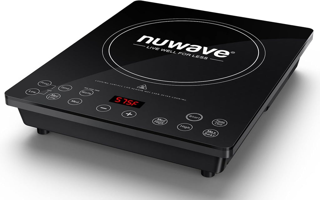 Nuwav Portabl Inductio Cooktop NSF-Certifie Singl Electri Burner 9 Precis Tem Range Larg 8 Heatin Coil Perfec fo Professiona Commercia Settings Shatter-Proo Glas Surface