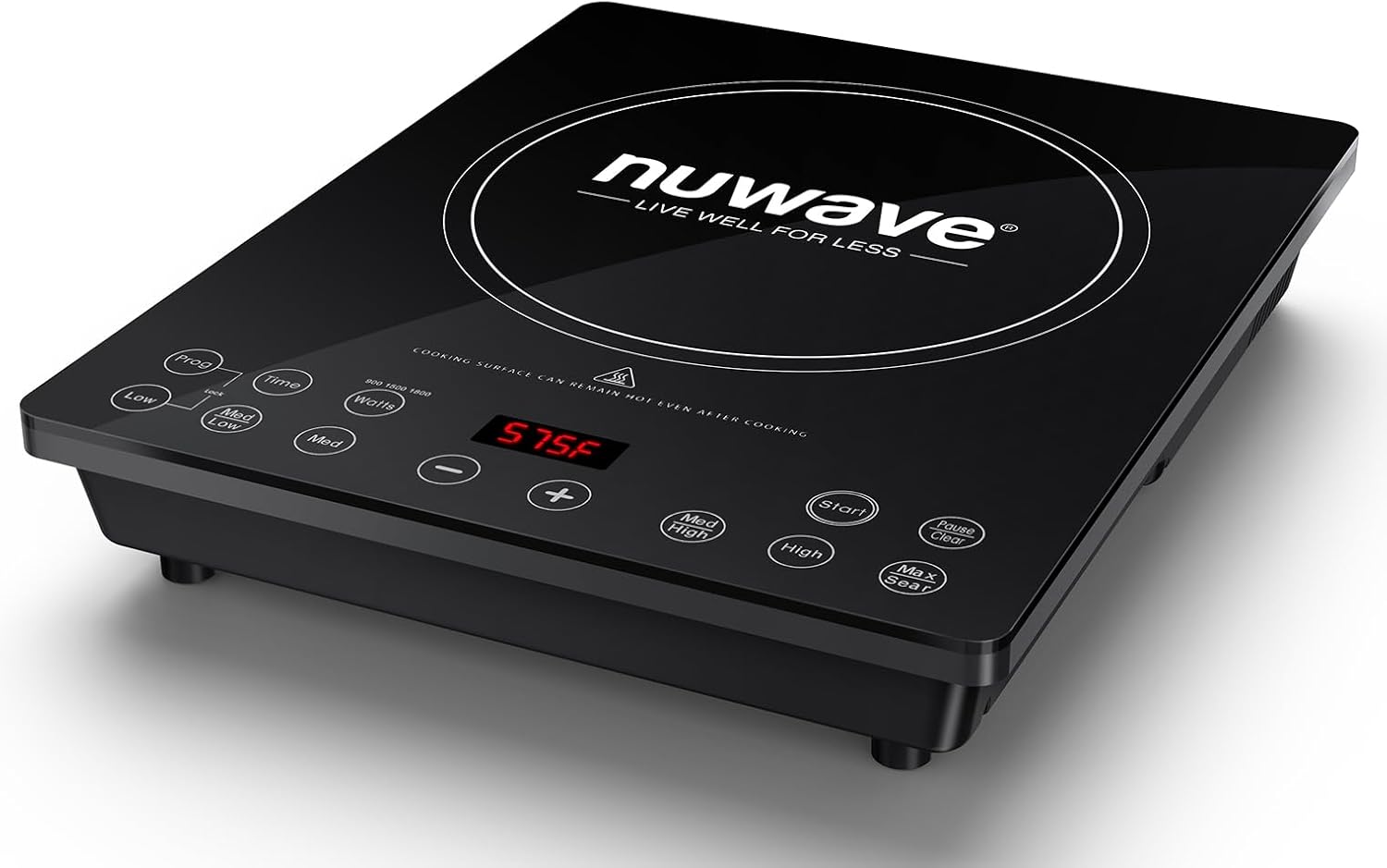 Nuwav Portabl Inductio Cooktop NSF-Certifie Singl Electri Burner 9 Precis Tem Range Larg 8 Heatin Coil Perfec fo Professiona Commercia Settings Shatter-Proo Glas Surface