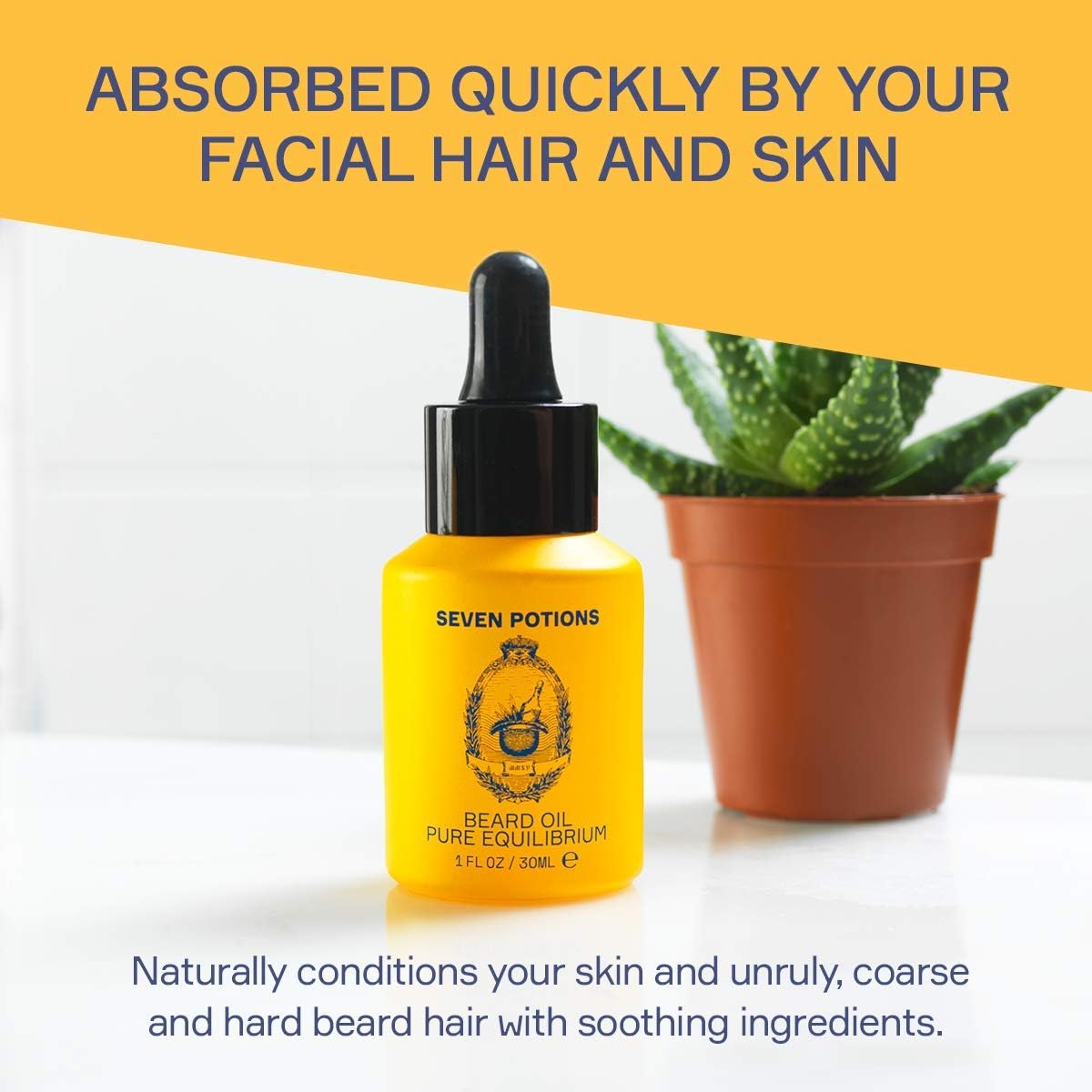 SEVEN POTIONS Natural Beard Oil for Men 1 FL OZ / 30ml ¡ª Fragrance Free & Unscented Beard Softener & Conditioner ¡ª Vegan Conditioning Oil That Helps Prevent Itch & Dandruff (Pure Equilibrium)