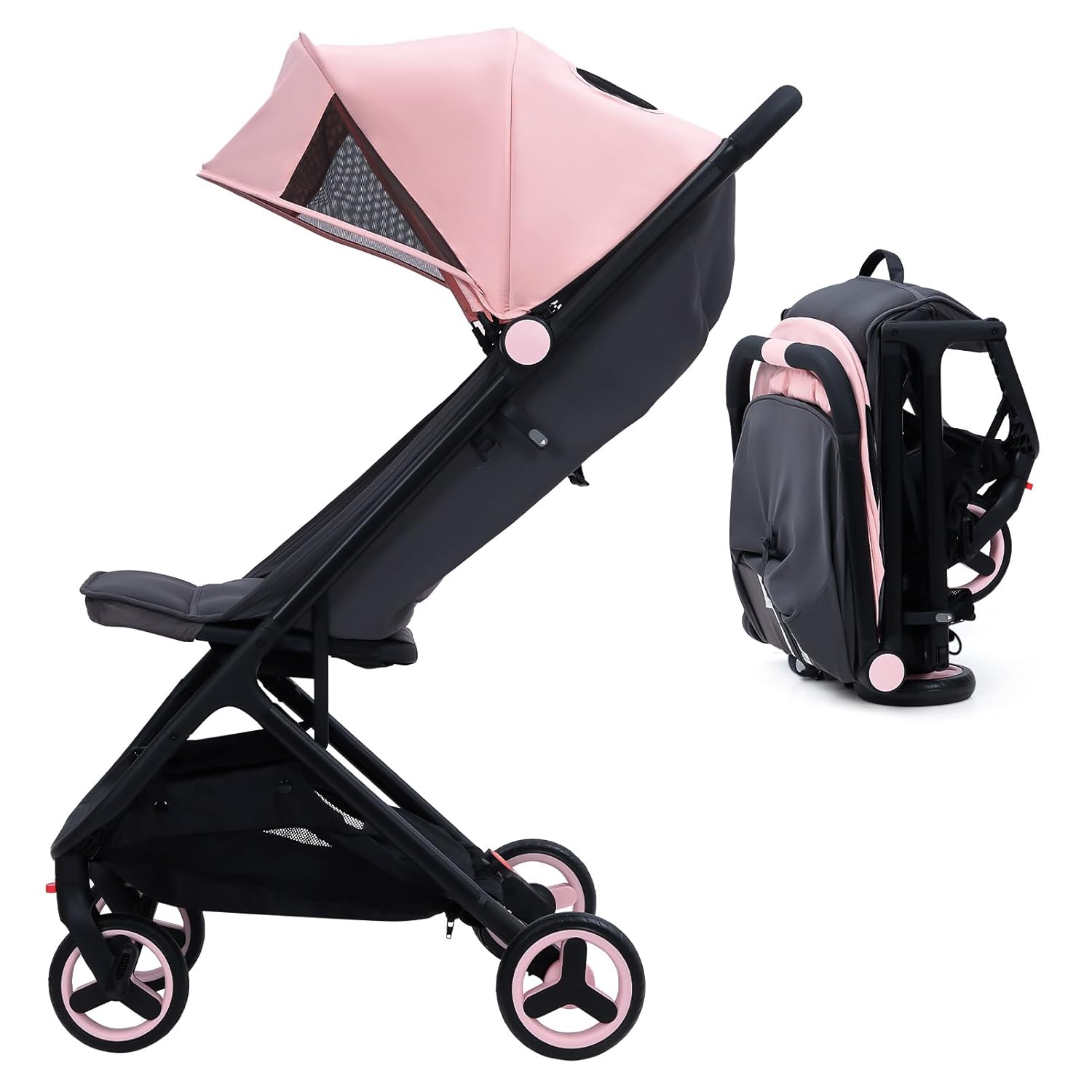 Garveelif Lightweigh Strolle fo Newborn Compac Bab Strolle fo Airplan wit 5-Poin Harness Storag Basket Trave Strolle fo Toddler Infan Strolle fo Newbor wit One-Han Fold