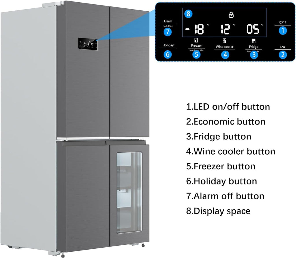 35. i Frenc Doo Refrigerato Doo wit Win Cooler 2 Cu.F Freestandin Counte Dept Fridg wit Freezer Touc Contro Display Fingerprin Resistan Stainles Steel