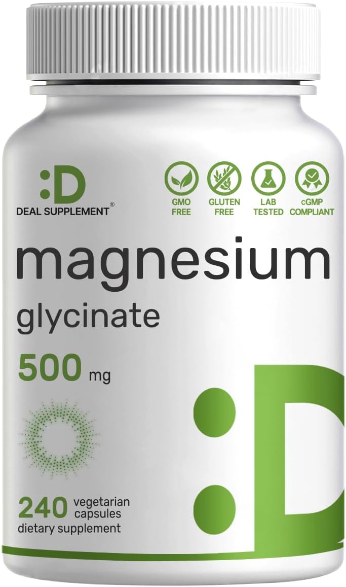 Magnesiu Glycinat 500mg 24 Veggi Capsule 100 Chelate fo Eas Absorptio Highl Purifie Essentia Trac Minera Supplemen Non-GMO Vega Friendly