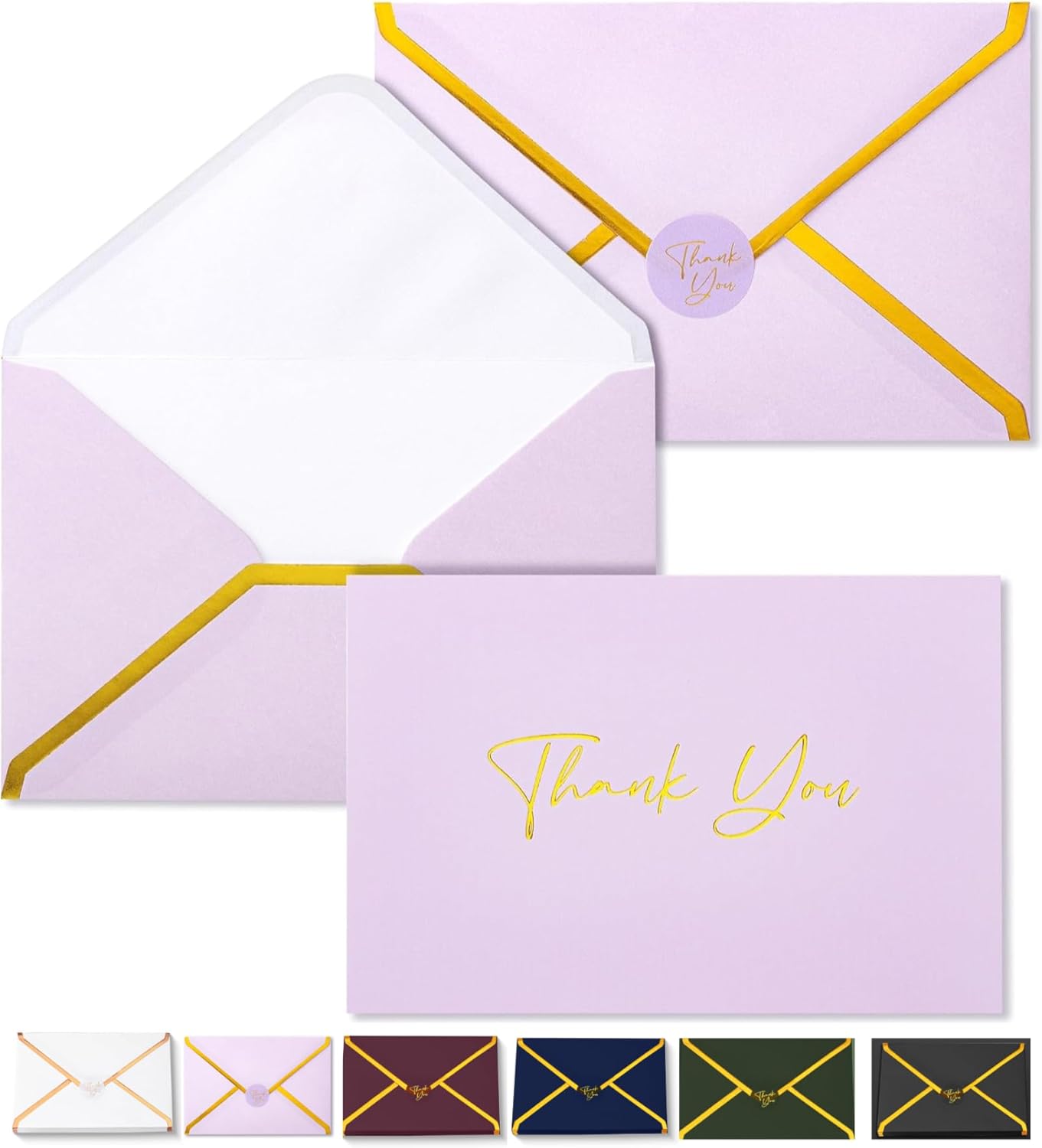 Mr. Pen- Blank Thank You Cards with Envelopes, 20 Pack, 4x6, Gold Thank You Notes with Envelopes, Violet Wedding Thank You Cards Wedding, Thank You Note Cards, Baby Shower Thank You Cards