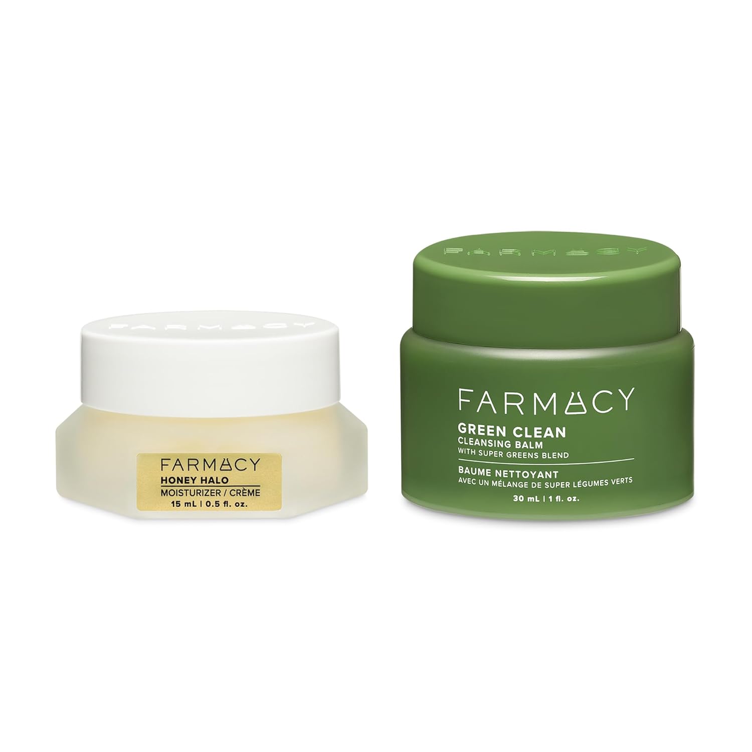 Farmacy Melt Moisturize Duo - Travel Size Skin Care Set with Green Clean Makeup Remover Balm Honey Halo Moisturizer Face Cream - Cleanses Skin Hydrates for a Plump, Dewy Glow (2 Count)