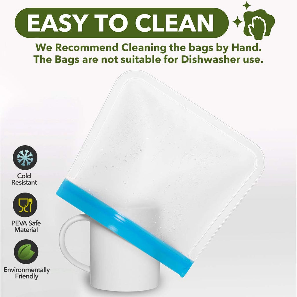 Greenzla Reusable Food Storage Bags - 12 Pack BPA-Free, Extra Thick, Leakproof Freezer Lunch Carriers; 4 Gallon, Sandwich Snack Options - Reusable Lunch Bags
