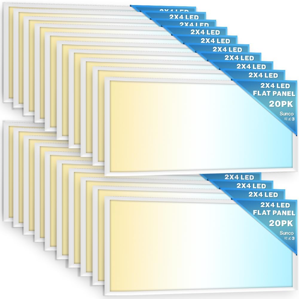 Sunc 2 Pac 2x LE Fla Pane Ligh Dro Ceilin Offic Fixture 650 LM Selectabl Features 30W/40W/50W 4000K/5000K/6000K Dimmabl (0-10V) Surfac o Suspensio Mount Dustproo ETL.