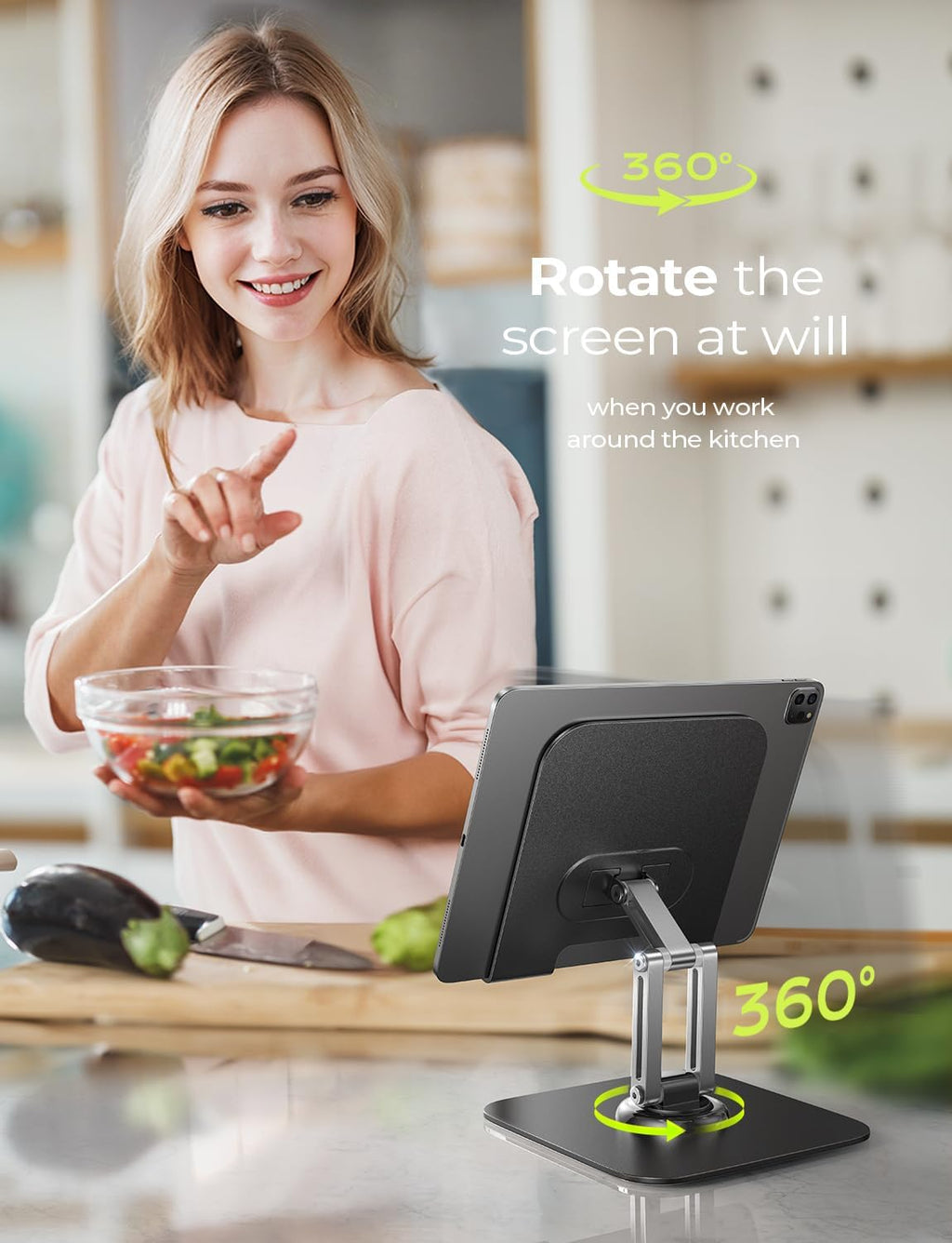 LISEN for iPad Stand Holder Adjustable Tablet Stand for Desk, 2025 for iPad Accessories Rotating Display Stand PC Office Accessories for Desk Women Kindle Table Mount/PS/Switch iPhone 12.9inch-4.7inch