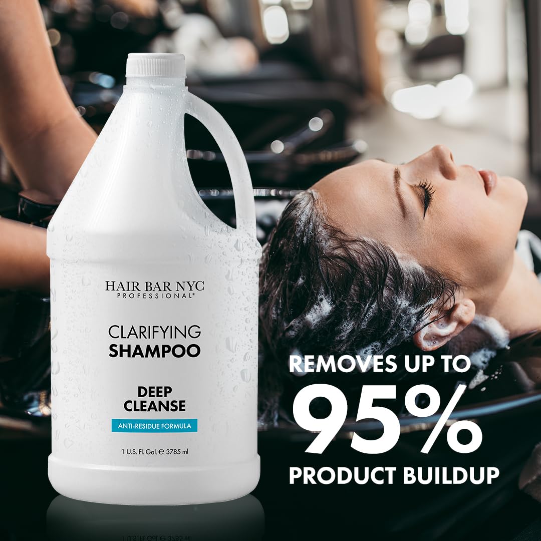 Hair Bar NYC Clarifying Anti-Residue Deep Cleansing Shampoo | Salon Quality Formula for Oily Hair Scalp, Effectively Removes Product Buildup | 3785ml / 1 US fl gallon|Deep Cleansing