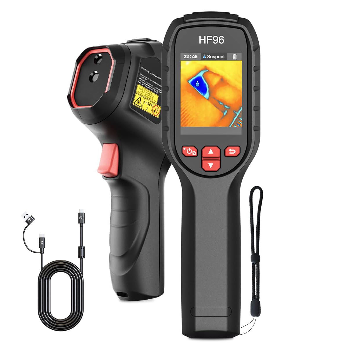 HF96 Thermal Camera with Laser Pointer, Intelligent Scene Detection, Super Resolution 240 x 240, Thermal Imaging Camera96 x 96 IR Resolution, 25 HZ Infrared Camera, -4¡ãF~1022¡ãF,11h Runtime