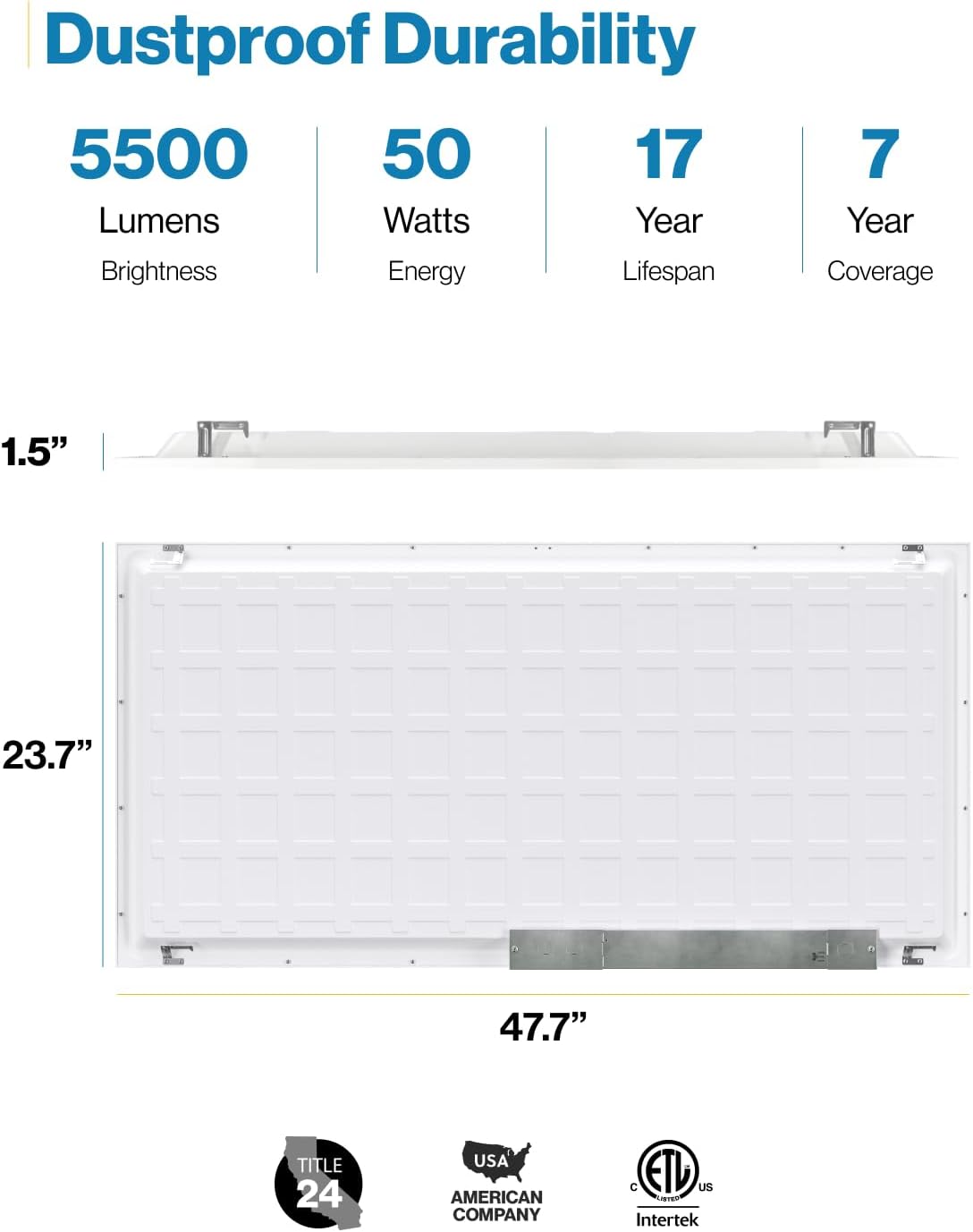 Sunc 2 Pac 2x LE Fla Pane Ligh Dro Ceilin Offic Sho Commercia Warehous Fixture 650 Lumens Selectabl Features 30W/40W/50W 4000K/5000K/6000K Dimmabl (0-10V) Dustproo ETL