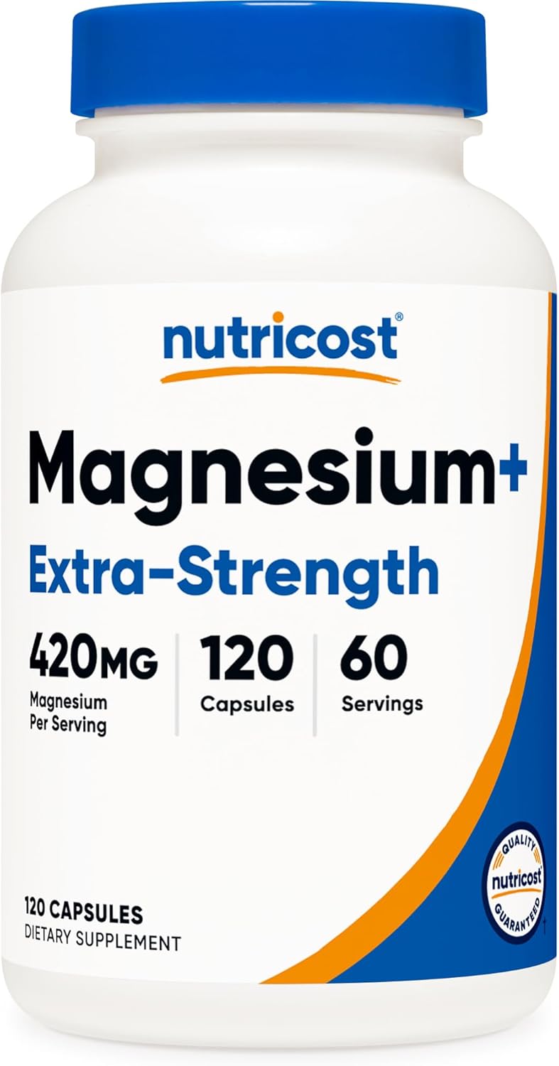 Nutricost Magnesium+ Extra Strength 420mg, 240 Capsules - 120 Servings. Magnesium Oxide and Glycinate - Non-GMO, Gluten Free, Vegan Friendly