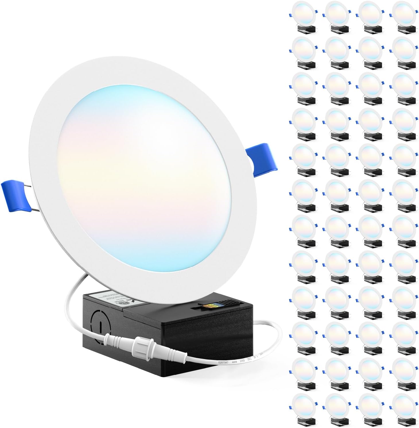 Sunco 48 Pack 6 Inch LED Recessed Light, Canless Ceiling Lights Slim with Junction Box, 850 LM, 14W (100W Equivalent), Selectable CCT 2700K/3000K/4000K/5000K/6000K, Dimmable, Wafer Thin ETL