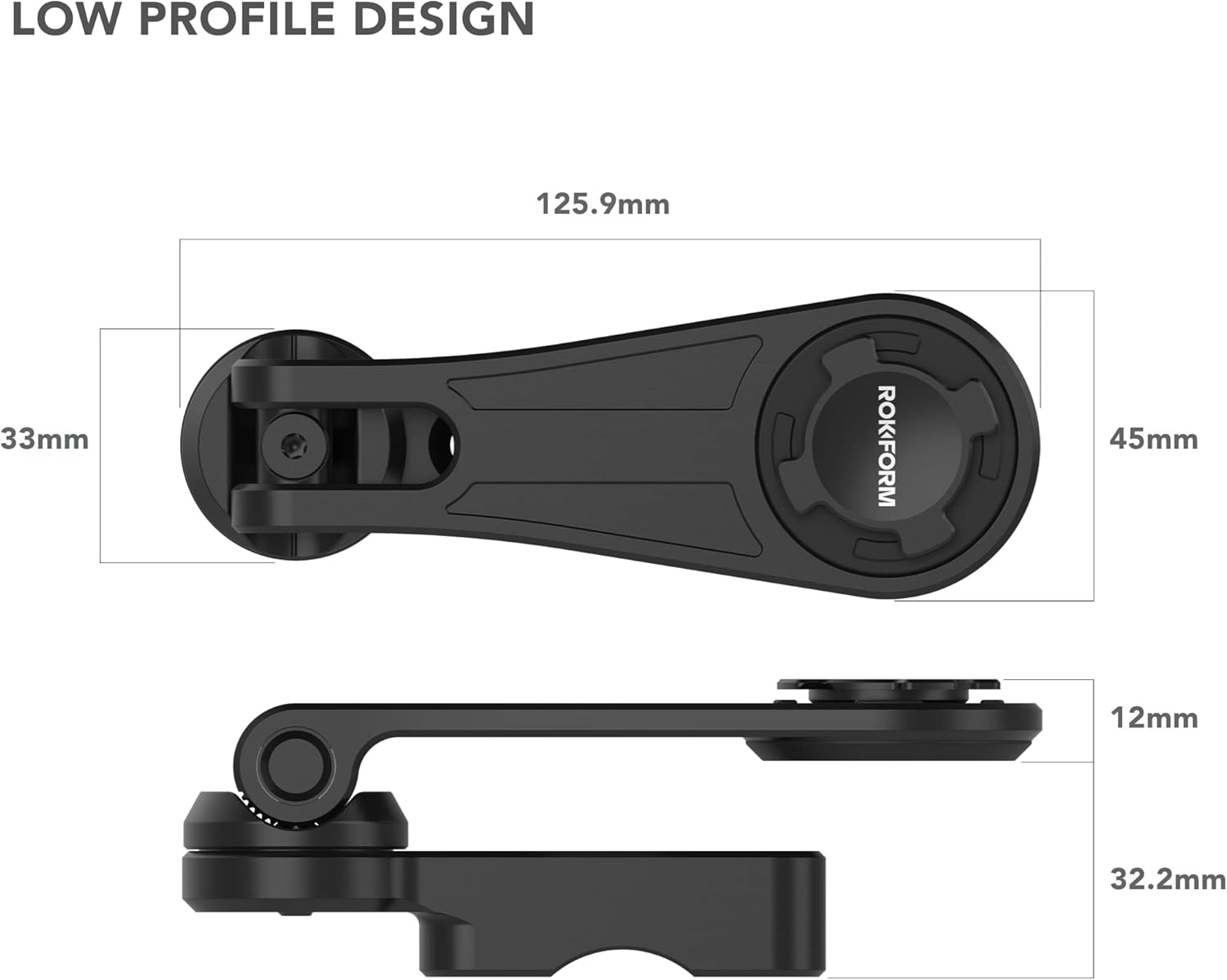Rokform Motorcycle Phone Perch Mount, Fits Most Harley's, Metrics, and Indian Cruisers, Secures Phone Via RokLock and Built-in Magnet (Polished Aluminum)