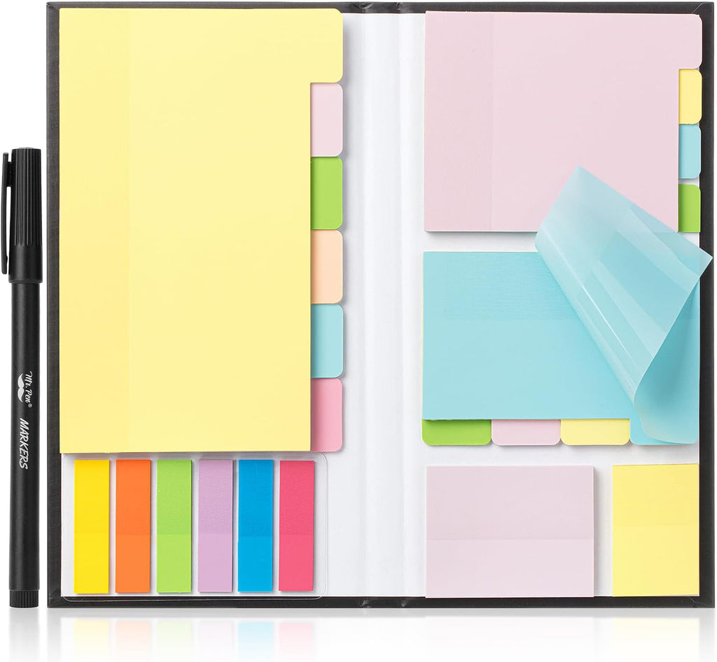 Sticky Note Set, 380 Pack, Pastel Colors, Transparent Sticky Notes Tabs, Divider, Christmas Gift