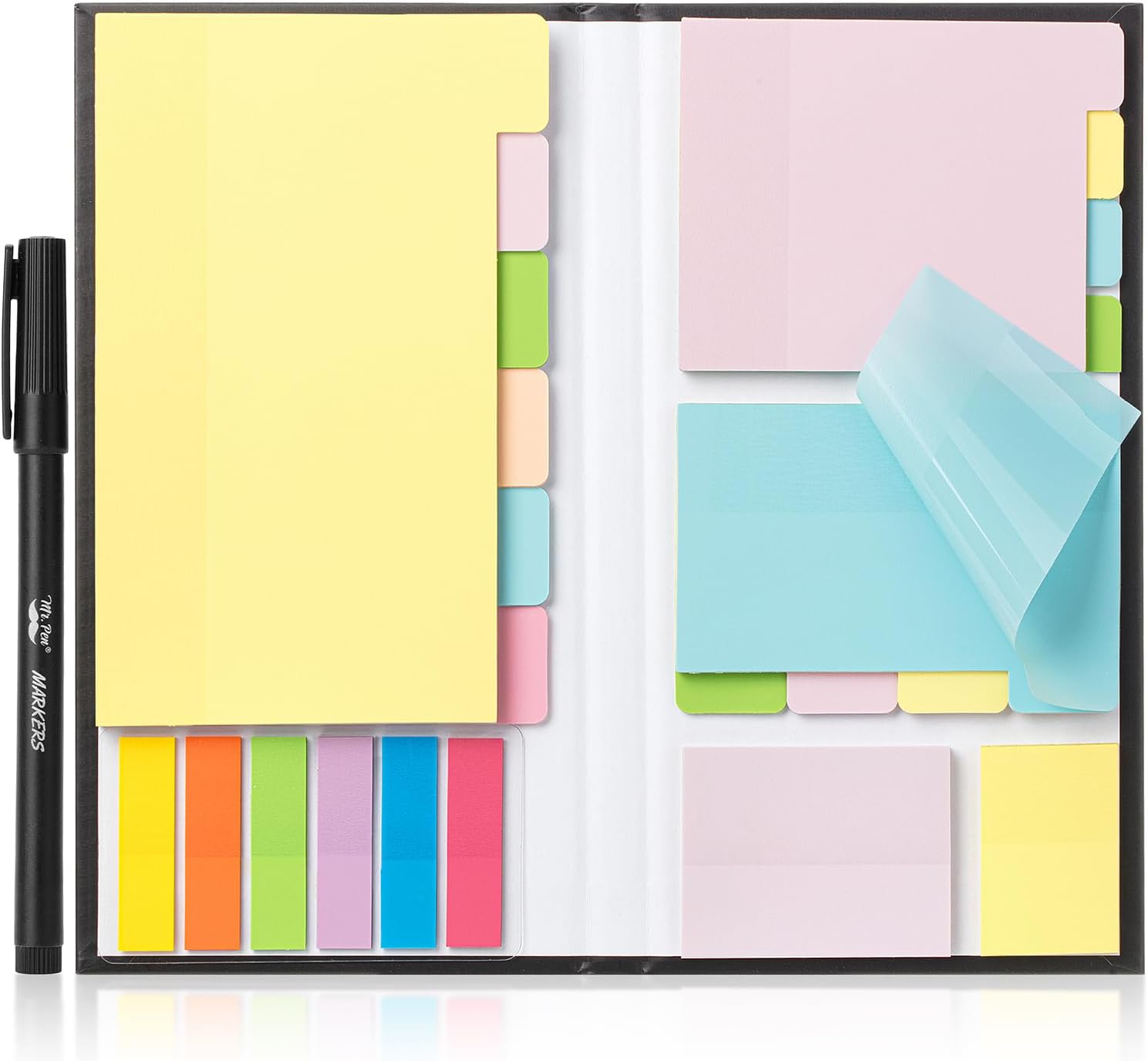 Sticky Note Set, 380 Pack, Pastel Colors, Transparent Sticky Notes Tabs, Divider, Christmas Gift