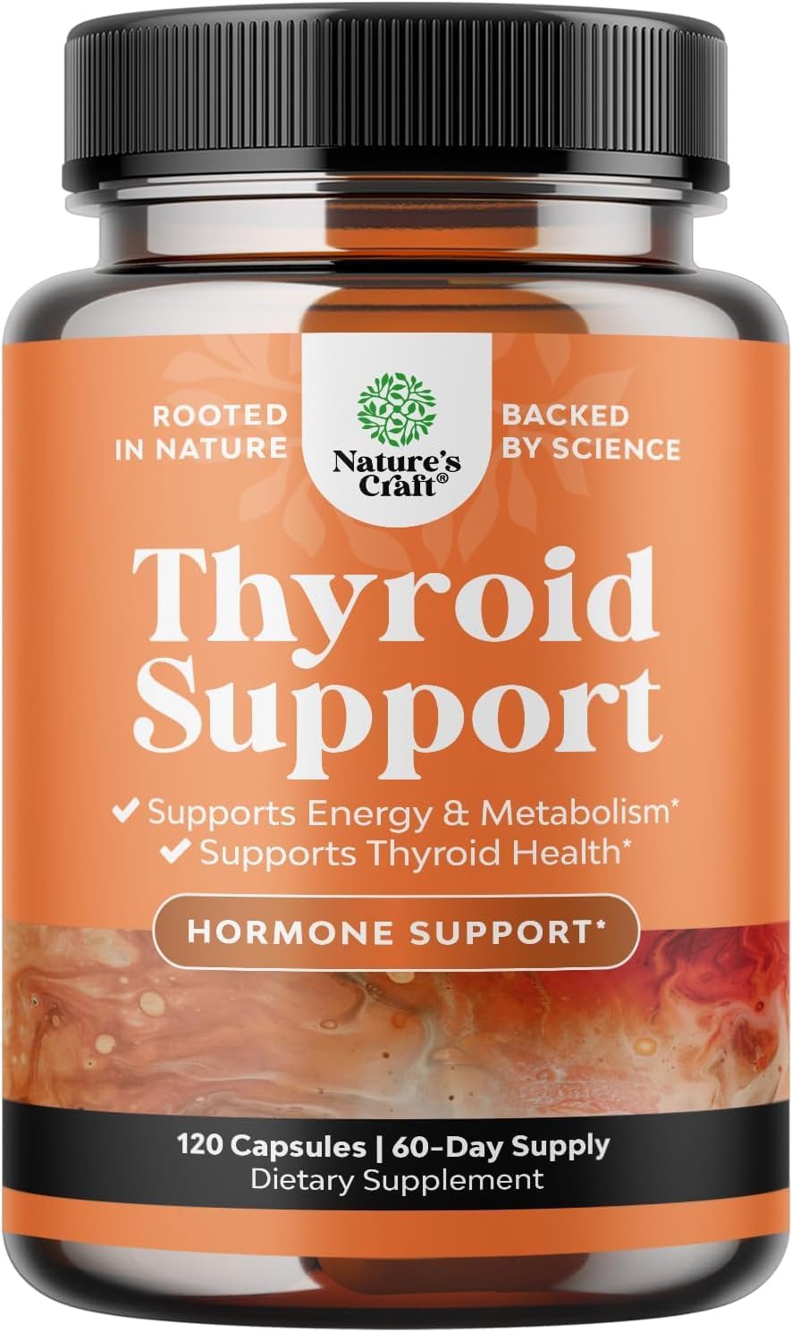 Herbal Thyroid Support Complex - Potent Kelp Iodine Supplement with L Tyrosine, Bladderwrack, Selenium Pure Ashwagandha for Hormone Balance - Mood Energy Dietary Pills - 120 Halal Capsules