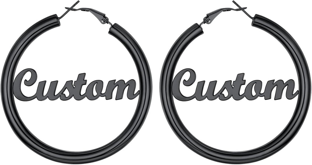 Stainless Steel Chunky Hoop Earrings For Women, Minimalist and Chic, Black/Gold Plated, Round Hoops Earrings Hypoallergenic, Size: 30mm/40mm/60mm/80mm, Come with Box