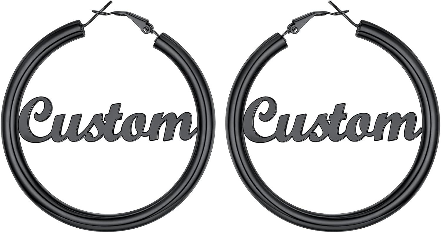 Stainless Steel Chunky Hoop Earrings For Women, Minimalist and Chic, Black/Gold Plated, Round Hoops Earrings Hypoallergenic, Size: 30mm/40mm/60mm/80mm, Come with Box