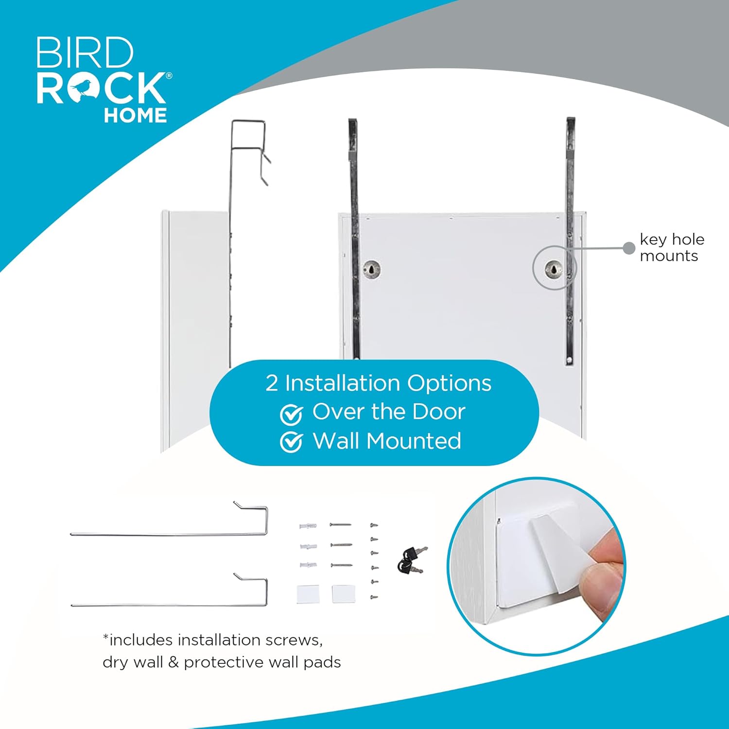 BIRDROC HOM Hangin Jewelr Organize Lockabl Storag Cabine wit Bod Mirro LE Lights Doo o Wal Mounte fo Close o Bedroo Dresser Adjustabl Heigh Larg Capacit White