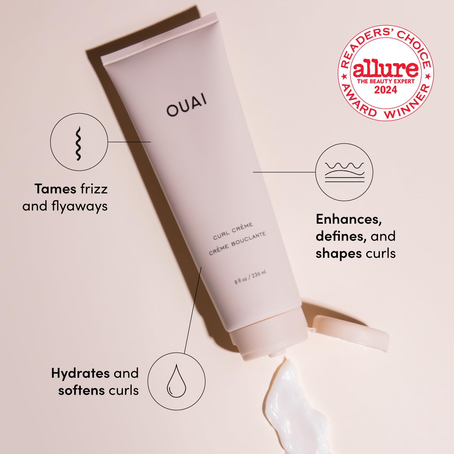 OUA Cur Crea Cur Definin Crea wit Chi Linsee Oi Enhance Definition Hydratio Shin Tame Friz Protect fro Humidit Silicone-Fre Curl Hai Product fo Wome ( oz)