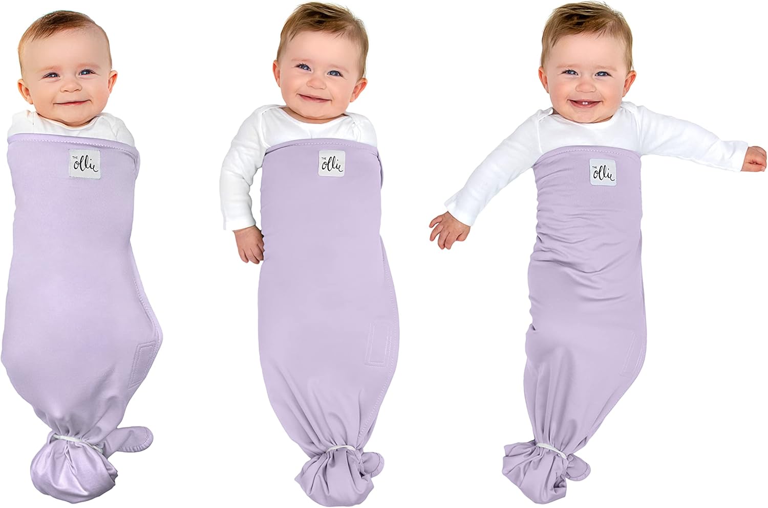 The Ollie Swaddle Alphie Sleep Pouch Baby Sleep Bundle – 3-Way Adjustable Newborn Swaddle Blanket and Wearable Sleep Sack | Moisture-Wicking, Buttery-Soft Fabric | Newborn to 14 Months (Lavender)