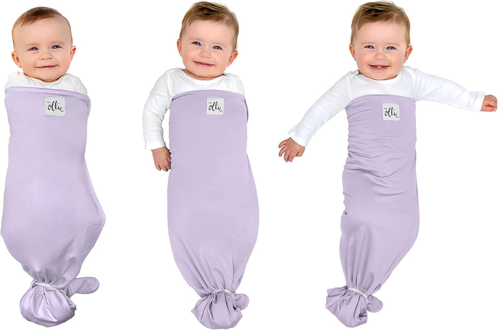 Th Olli Swaddl Alphi Slee Pouc Bab Slee Bundl 3-Wa Adjustabl Newbor Swaddl Blanke an Wearabl Slee Sac Moisture-Wicking Buttery-Sof Fabri Newbor t 1 Month (Lavender)