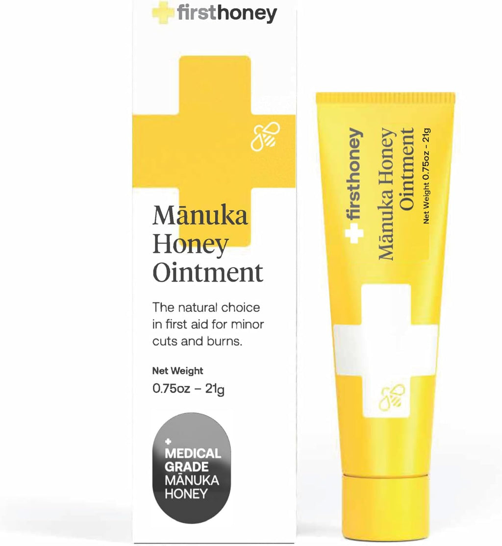 First Honey Wound Healing Ointment [ 1oz - 28.4g ] | 100% Active Leptospermum | Fast Relief Skin Repair | Manuka Honey from New Zealand | Antibiotic Free Burn Care, Scar Gel, Dressing Aid