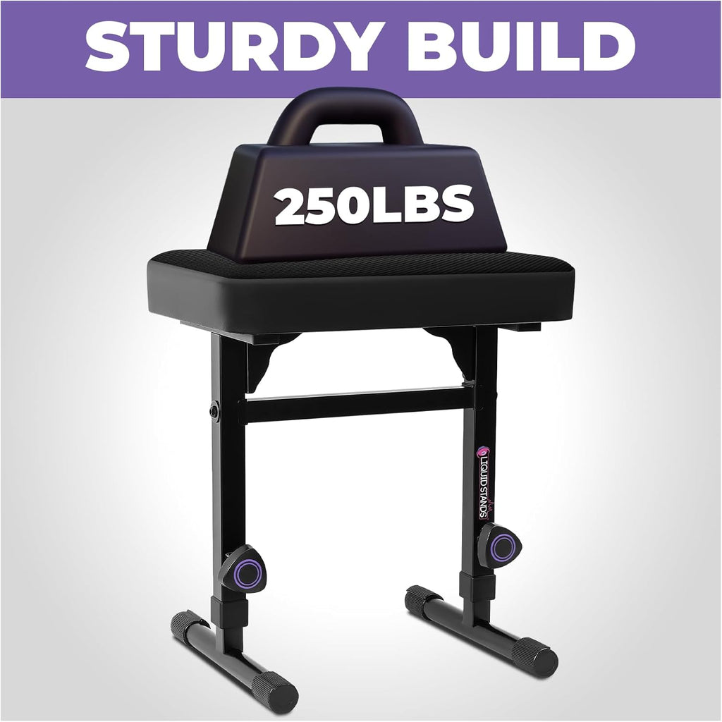 Liquid Stands Piano Bench Adjustable Stool ¨C Music Keyboard Bench Seat for Piano Keyboard Stand with Black Padded Cushion for Musicians Piano Stool Chair (Mesh Fabric)